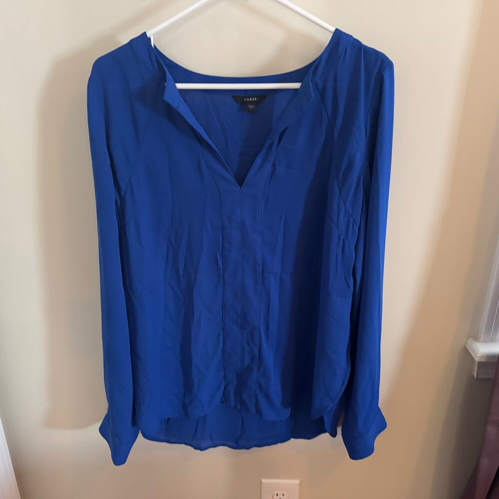 Guess Royal Blue Blouse with Cutouts Size Large